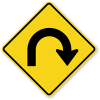 Hairpin Right Curve Symbol  Sharp Turn Sign