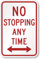 No Stopping Any Time with Bi directional Arrow