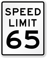 65 Speed Limit Sign