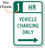 Vehicle Charging Right Arrow Hour Limit Sign