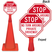 Stop, No Turn Around, Private Driveway Sign