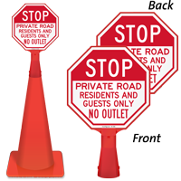 Stop, Private Road, No Outlet Sign