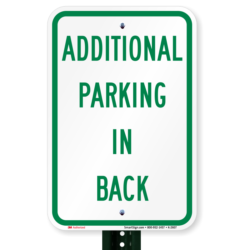 Additional Parking In Rear Back Wall Art Novelty Notice Aluminum Metal Sign 