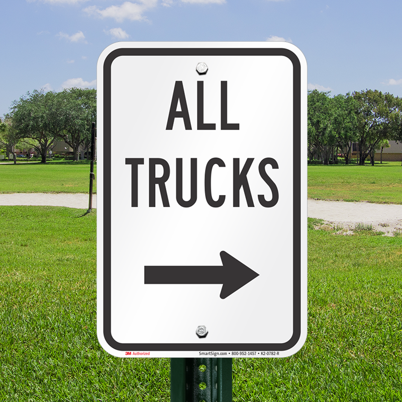 All Trucks Driveway On Right Sign, SKU: K2-0782-R