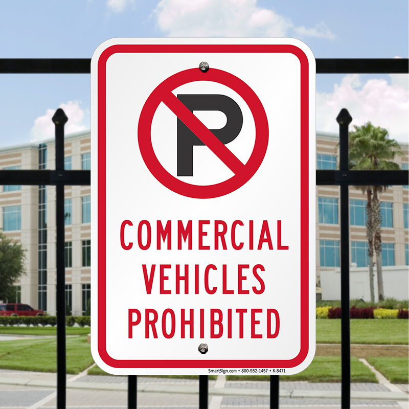 Commercial Vehicles Prohibited Sign - with Parking Symbol ...