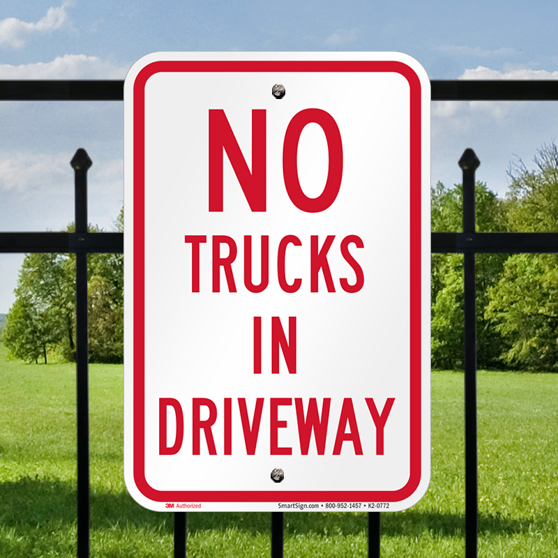 No Truck In Driveway Towing Towed Private Drive 12x12 Metal Sign Aluminum.