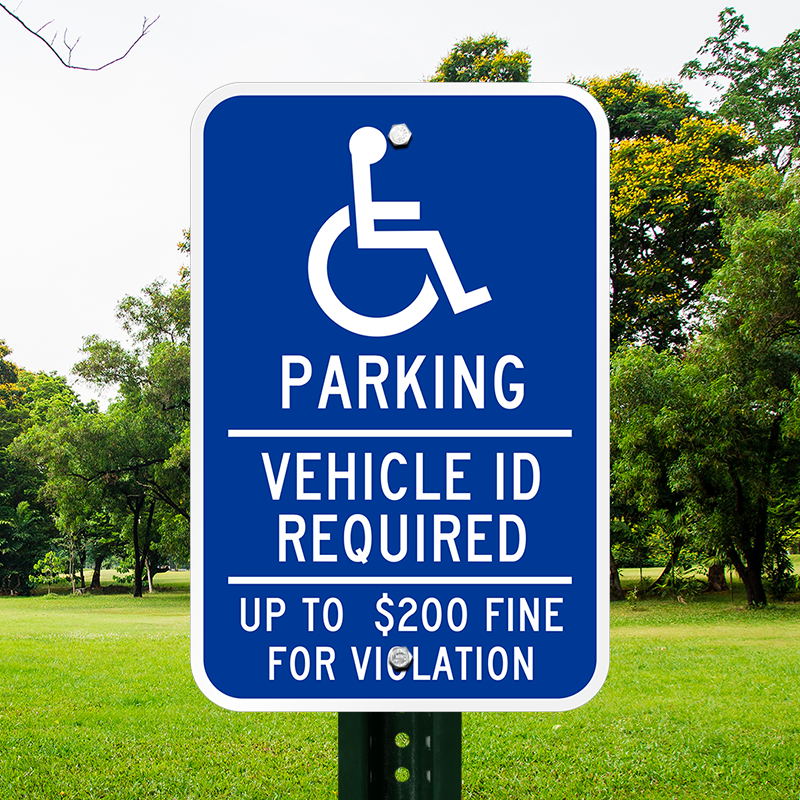 3M Reflective Green $200 Handicap Disabled Parking Fine Sign Municipal Grade 