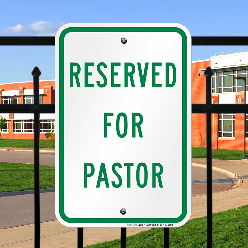 1 Pack of Signs Reserved Parking Pastor Print White and Black Notice Parking Metal Small Sign 7.5x10.5 Inch 