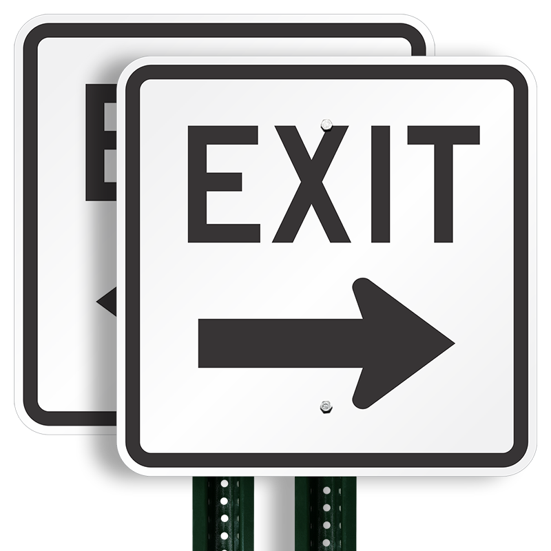 18 in. x 18 in. Parking Lot Sign -Exit Right Arrow Sign, SKU: K-1797