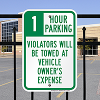 1 Hour Parking Signs