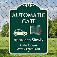 Automatic Gate, Gate Opens Away Signature Sign