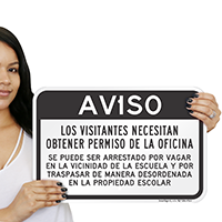 Visitantes Necesitan Obtener Permiso De La Oficina Sign
