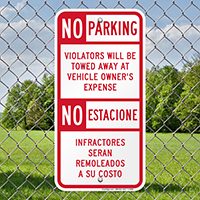 Bilingual Restricted Parking Sign