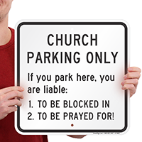Reserved For Church Parking Only Signs