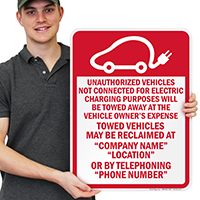 Custom California Electric Vehicle Parking Tow-Away Sign