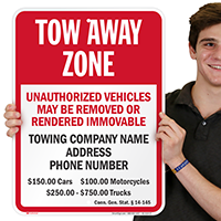 Custom Connecticut Tow-Away Sign