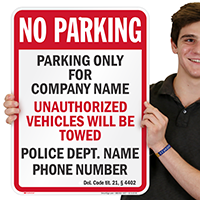 Custom Delaware Tow-Away Sign