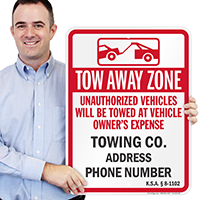 Custom Kansas Tow-Away Sign