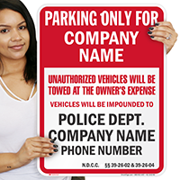 Custom North Dakota Tow-Away Sign