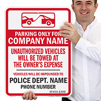 Custom Vermont Tow-Away Sign