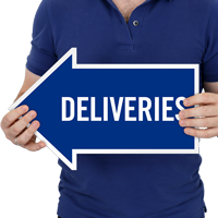 Deliveries, Left Die-Cut Directional Signs