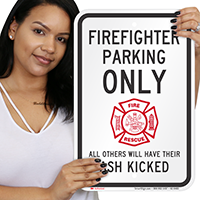 Firefighter Parking Only Reserved Parking Signs