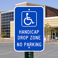 Handicap Drop Zone No Parking Signs (with Graphic)
