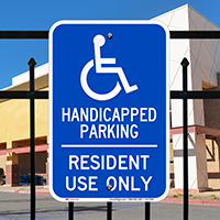 Handicapped Parking For Resident Use Only Signs