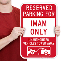 Reserved Parking For Imam Only Signs