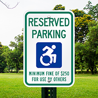 Reserved Parking Minimum Fine Signs, Updated ISA Symbol