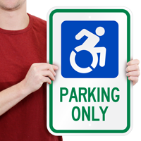 Parking Only Signs With Modified ISA Symbol