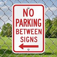 No Parking Between Signs (left arrow)