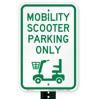 Mobility Scooter Parking Only, Reserved Parking Signs 