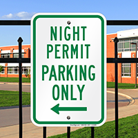 Night Permit Parking Only With Left Arrow Signs