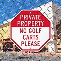 No Golf Carts Please Signs
