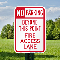 No Parking Beyond, Fire Access Lane Signs