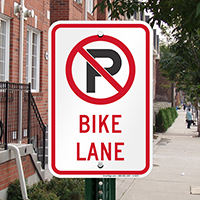 No Parking Bike Lane Signs with Graphic
