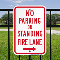 Fire Lane No Parking Or Standing Signs