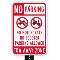 No Motorcycle and No Scooter Parking Allowed Signs