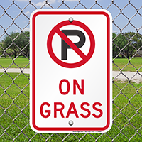 No Parking On Grass with Symbol Sign