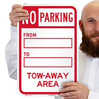 No Parking Tow Away Area Sign