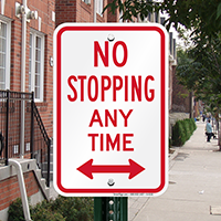 No Stopping Any Time (Bidirectional) Signs