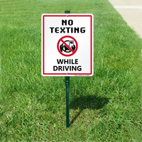 No Texting and Driving LawnBoss Sign