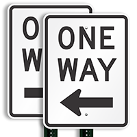 One Way (left arrow) Aluminum Parking Signs