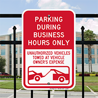 Parking Required During Business Hours Only Signs