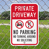 Private Driveway, No Parking Signs