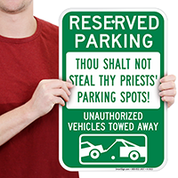 Reserved Parking For Church Priests Signs
