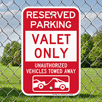 Reserved Parking Valet Only Signs