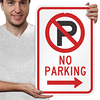 No Parking Signs (with right arrow symbol )