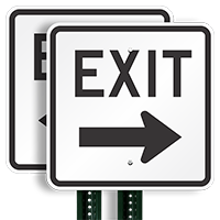 18 in. x 18 in. Parking Lot Sign -Exit Right Arrow Sign, SKU: K-1797